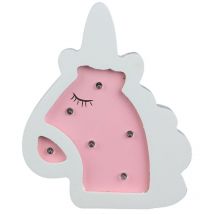 Hello Kids - Lampe en bois enfant Licorne - h. 13 cm