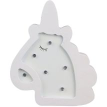 Hello Kids - Lampe en bois enfant Licorne - h. 13 cm