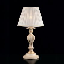 Bonetti Illumina - Leonardo - Lampe en bois ivoire et doré 1 lumière avec abat-jour dm.35 H.62 - Ø35 - BL180-LM-AV