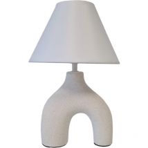 Lampe en céramique beige et blanche 33.5 cm