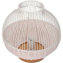 Lampe en rotin blanc avec base cmø30,5h29,5