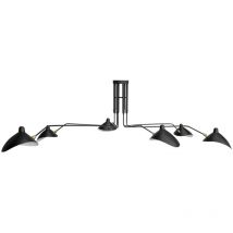 Privatefloor - Lampe de plafond - Lampe de bureau à bras flexibles - 6 bras - George Noir