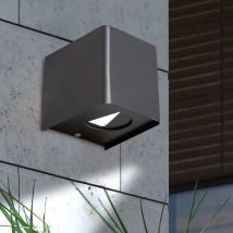 Lampe extérieure Lampe de façade Lampe murale noire Lampe de balcon Applique murale, led 2x 2 watts 200Lm blanc chaud, LxlxH 10x10x11,5 cm