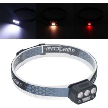 Debuns - Lampe frontale à angle réglable ultra lumineuse rechargeable et résistante à l'eau avec 5 modes d'éclairage pour la randonnée et la pêche en
