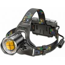 Qiedie - Lampe frontale, lampe de poche led ultra lumineuse à haute luminosité, phare led super lumineux avec perles de lampe XHP90, affichage de