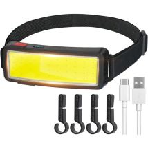 WAY - Lampe Frontale led cob Puissante - usb Rechargeable, 2000 Lumens, Étanche