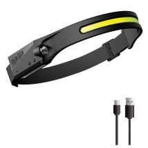 Denuotop - Lampe frontale led Phare à Capteur Torche Frontale puissante cob xpe 5 Modes usb Rechargeable Lampe de Course Étanche, Camping, Lecture,