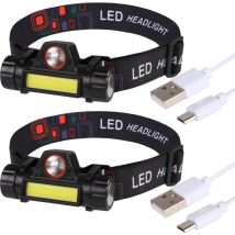 Lots De 2 Lampes Frontales Led Waterproof Rechargeables Usb - Lampe Frontale - X2