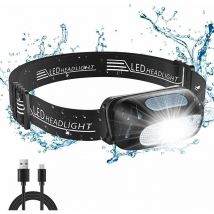 Lampe Frontale led Rechargeable, Torche Frontale Puissante Étanche with 5 Modes d'Éclairage,lampe frontale à capteur de mouvement Lampe de travail