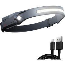 Lampe Frontale Rechargeable Puissante - 230°, usb, 5 Modes, Étanche, pour Course, Camping, Randonnée