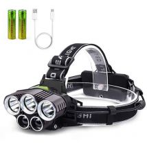 Treetalk - Lampe frontale rechargeable usb, lampe frontale tyc 6 modes avec 2 piles de grande capacité, lampes frontales étanches pour camping,