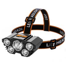 Denuotop - Lampe Frontale, Super Brillante Lampe à 5 Del, Rechargeable usb Imperméable réglable pour Le Camping, la Pêche, la Cave, Le Jogging et la