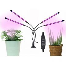Lampe Horticole, Lampe de Plante 80 led Lampe de Croissance à 4 Têtes 360° éclairage Horticole, 3 Modes de Luminosité, 9 Niveaux Dimmables et 3 Modes