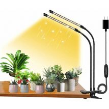 Lampe Horticole led, Lampe De Croissance Pour Plantes D'Intérieur, Lampe Plante D'Intérieur à Clipser Avec Led 2 Têtes(Lumière rouge et bleue),de