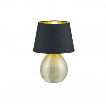 Iperbriko - Lampe Large Socle Céramique Doré Abat-jour Louxor Noir Ø24 cm Trio Lighting