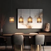 Nowa - Lampe led à suspendre Lampe de salle à manger 4 flammes noir fumé, métal décor acrylique, 4x 6W 700Lm blanc chaud, LxlxH 87x12x133 cm