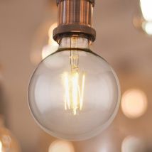 Globo - Ampoule led filament 7 watts blanc chaud 2700 Kelvin 700 lumen douille E27 verre transparent, DxH 12,5x17,5cm
