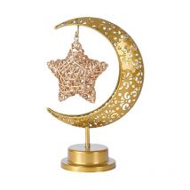 Lampe LED en forme de lune dorée pour décoration de maison, en métal, pour Ramadan Kareem, Mubarak Eid