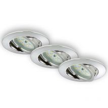 Lampe led encastrée Briloner leuchten attach move, 5 w, 400 lm, IP23, chrome, plastique, set de 3, ø 8,2 cm