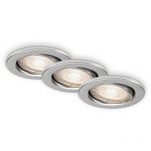 Lampe led encastrée Brilo ner leuchten fit move, 5 w, 400 lm, IP23, couleur aluminium, métal, incl., 3x GU10, 3er Set, ø 8,6 cm