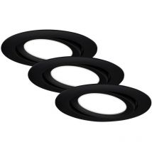 Lampe led encastrée Brilo ner leuchten flat in, 7 w, 600 lm, IP23, noir mat, plastique, lot de 3, ø 10,6 cm