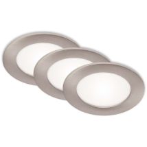 Lampe led encastrée Brilo ner leuchten flat in, 7 w, 600 lm, IP44, nickel mat, plastique, lot de 3, ø 12 cm