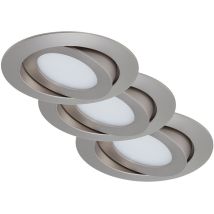 Lampe led encastrée Briloner leuchten flat move, 4,8 w, 600 lm, IP23, nickel mat, plastique, lot de 3, ø 10,6 cm