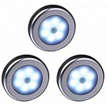 Yzmrbdqc - Lot de 3 lampes à détecteur de mouvement pour l'intérieur, à coller, fonctionnement à piles, lumière led sans fil pour armoire, escaliers,