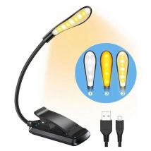 Debuns - Lampe Livre à Capteur Tactil, 9 led pour Lire Dans le Lit Rechargeable, 3 Couleurs(Chaud, Froid, Naturel), Liseuse Lampe à Pince pour