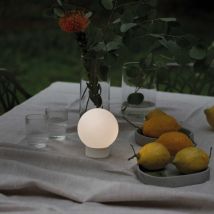 Lampe Luna D'extérieur Sans Fil En Verre Blanc