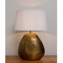 Chehoma - Lampe motifs peau de croco aluminium abat jour blanc 33x13x41cm