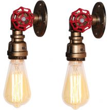 Lampe Mural Vintage Industrielle E27 Applique Mural Intérieur Luminaire pour Couloir Escalier Chambre Rouille - 2PCS
