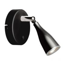 Silumen - Lampe Murale 4.5W avec Interrupteur Noir/Argent - Blanc Chaud