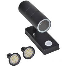 Lampe murale à led avec capteur Inox Forme cylindrique Noir