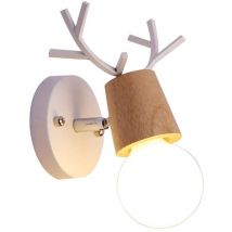 Lampe Murale Au Design Simple Applique Murale Moderne Applique Murale En Bois Et Métal Pour Chambre à Coucher, Salon, Chambre D'Enfant (Blanc)