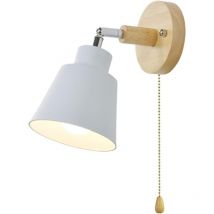 Lampe Murale Bois Interieur avec Interrupteur, Applique Murale Aluminium Rotatif pour Bar, Chambre à Coucher, Cuisine, Restaurant, Café, Couloir,