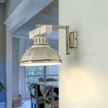 Applique d'intérieur hakon en bois shabby chic blanc au design élégant dans le style vintage E27 - Blanc miteux, bois