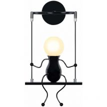 Norcks - Lampe Murale Rétro Applique Murale D'Intérieur En Métal, Applique Murale Moderne Pour Chambre à Coucher, Bar, Bureau, Noir