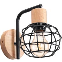 Norcks - Lampe Murale Rétro Applique Murale Vintage Noire Lampe Murale Moderne Applique Murale En Bois Et Métal Pour Éclairage Intérieur