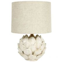 Lampe pétales céramique lin beige