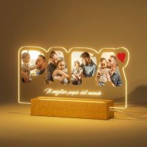Lampe Photo Personnalisée Cadeau Papa Veilleuse Anniversaire Personnalisée Fête des Pères Idée Cadeau Plaque Plexiglas Décorations Maison Veuillez