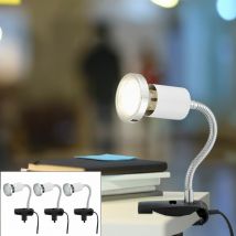 Etc-shop - Lampe à pince blanche Lampe à pince Lampe à pince led avec prise, lampe de table, liseuse, spot mobile, métal blanc, 1x led 3W 250Lm