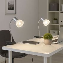Etc-shop - Lampe à pince blanche Lampe à pince Lampe à pince led avec prise, lampe de table liseuse, spot mobile, métal titane verre coloré blanc, 1x