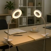 Etc-shop - Lampe à pince blanche Lampe à pince salon Lampe à pince led avec prise, lampe de table liseuse, spot mobile, métal, 1x led 4W 330Lm 3000K,