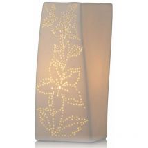 Sans Marque - Lampe à poser blanche Ellipse fleurie