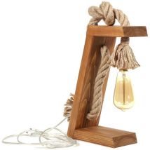 Lampe à poser en bois de sapin faite à la main - h. 35 cm - karatas