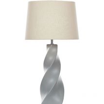 Beliani - Lampe de table Luminaire en Céramique Grise Abat-jour en Tissu de Chevet 71 cm Belaya