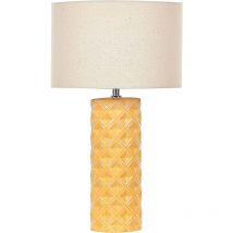 Beliani - Lampe à Poser en Céramique avec Abat-jour Tambour Beige Base Motif Jaune Balonne