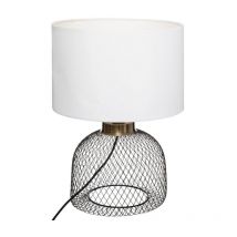 Lampe à Poser Grillage "Emie" 38cm Noir & Blanc