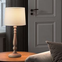 Millumine - Lampe à Poser Loira Bois Naturel Et Abat-jour Blanc